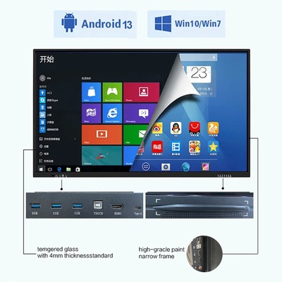 2025 Top Mobile Smart Board 4k Screen Interactive Flat Panel 75-inch Led Multi-touch Dual System Digital Display Whiteboard