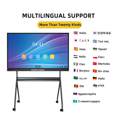 2025 Top Mobile Smart Board 4k Screen Interactive Flat Panel 75-inch Led Multi-touch Dual System Digital Display Whiteboard